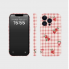 Pink plaid strawberry trendy mobile phone case iPhone mobile phone case non-slip and anti-fall mobile phone case