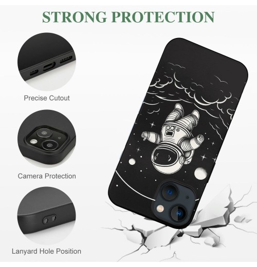  for iPhone 14 Case with Ring Holder, Black UFO Alien Designed Cool Fun Shockproof Protective Designer Phone Cases for iPhone 14 for Women Girls Boys Teens