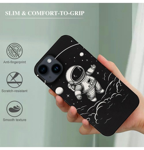  for iPhone 14 Case with Ring Holder, Black UFO Alien Designed Cool Fun Shockproof Protective Designer Phone Cases for iPhone 14 for Women Girls Boys Teens