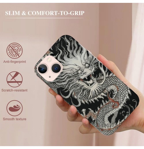 Compatible for iPhone 14 Case, Mysterious Powerful Dragon iPhone Case Drop Protection Slim Shockproof TPU Case Gift for Men Women