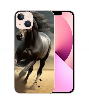 Compatible for iPhone 14 Case, Black Horse Cool Animal Horse iPhone Case Drop Protection Slim Shockproof TPU Case Gift for Men Women