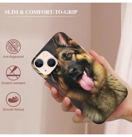 Compatible for iPhone 14 Pro Case, Mighty Loyal Dog German Shepherd Dog iPhone Case Drop Protection Slim Shockproof TPU Case Gift for Men Women