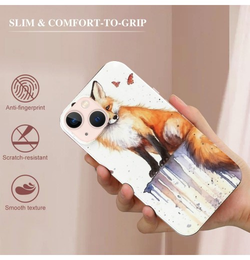 Compatible for iPhone 14 Pro Case, Vintage Cute Funny Fox iPhone Case Drop Protection Slim Shockproof TPU Case Gift for Men Women