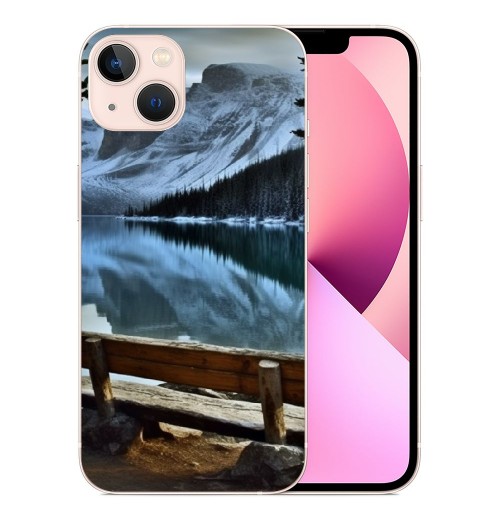 Compatible for iPhone 13 Pro Case, Aesthetic Nature Snow Mountain Lake iPhone Case Drop Protection Slim Shockproof TPU Clear Case Gift for Men Women