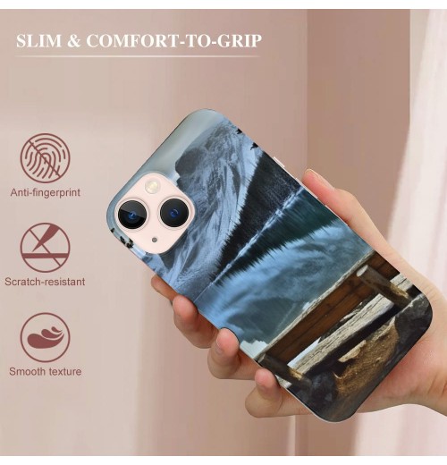 Compatible for iPhone 13 Pro Case, Aesthetic Nature Snow Mountain Lake iPhone Case Drop Protection Slim Shockproof TPU Clear Case Gift for Men Women