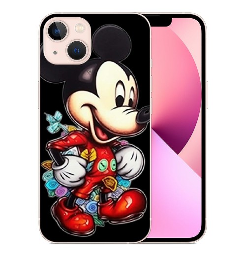 Compatible with iPhone 13 Pro Case Mickey Mouse Cartoon Print Crystal Clear Slim Soft TPU Bumper Anti-Scratch Four Corners Cushion Shockproof Protection Hard Back Cover