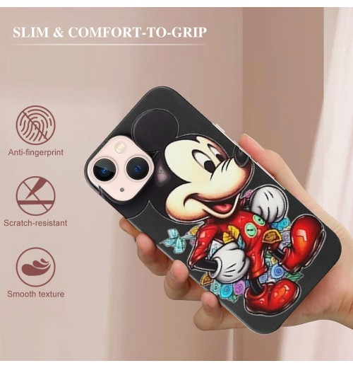 Compatible with iPhone 13 Pro Case Mickey Mouse Cartoon Print Crystal Clear Slim Soft TPU Bumper Anti-Scratch Four Corners Cushion Shockproof Protection Hard Back Cover