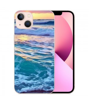 Compatible for iPhone 12 Case iPhone 12 Pro Case, Aesthetic Beach Wave Sunset Glow iPhone Case Drop Protection Slim Shockproof TPU Clear Case Gift for Men Women