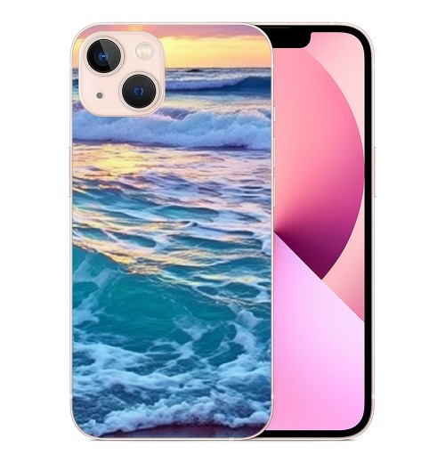 Compatible for iPhone 12 Case iPhone 12 Pro Case, Aesthetic Beach Wave Sunset Glow iPhone Case Drop Protection Slim Shockproof TPU Clear Case Gift for Men Women