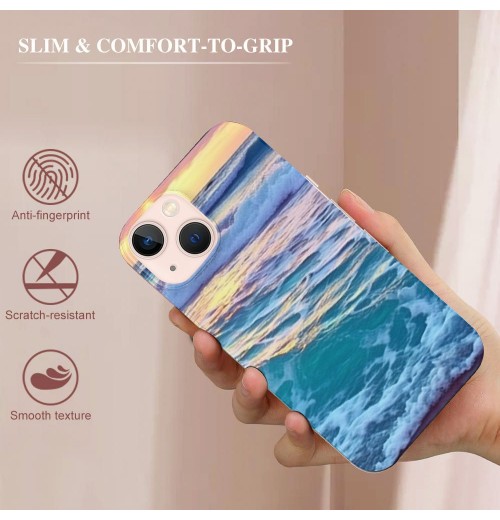 Compatible for iPhone 12 Case iPhone 12 Pro Case, Aesthetic Beach Wave Sunset Glow iPhone Case Drop Protection Slim Shockproof TPU Clear Case Gift for Men Women