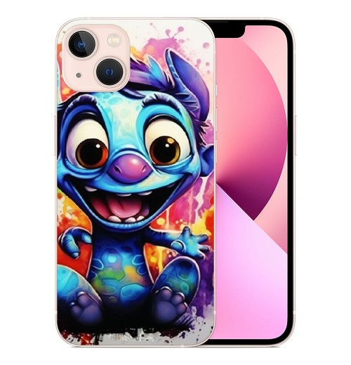 Compatible with iPhone 13 Pro Case Stitch Cartoon Print Crystal Clear Slim Soft TPU Bumper Anti-Scratch Four Corners Cushion Shockproof Protection Hard Back Cover