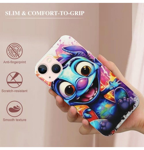 Compatible with iPhone 13 Pro Case Stitch Cartoon Print Crystal Clear Slim Soft TPU Bumper Anti-Scratch Four Corners Cushion Shockproof Protection Hard Back Cover