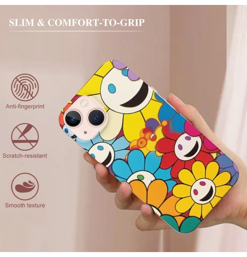 Cute Flower Case Girls Women Cute Face Print Case Floral Design Shockproof Protective Cases Soft TPU Hard Back Anti-Scratch Cover