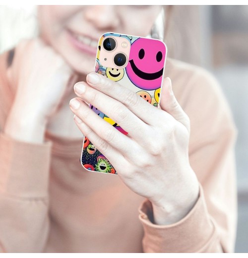 Cute Face Case Girls Women Preppy Aesthetic Cute Face Print Shockproof Protective Case Soft TPU Hard Back Anti-Scratch Cover for iPhone 14