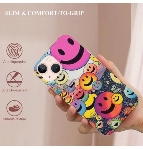 Cute Face Case Girls Women Preppy Aesthetic Cute Face Print Shockproof Protective Case Soft TPU Hard Back Anti-Scratch Cover for iPhone 14