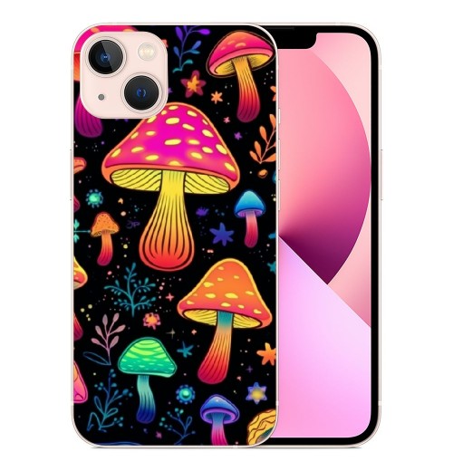 Pretty Magic Mushroom Case Colorful Trippy Mushrooms Print Shockproof Protective Case Soft TPU Hard Back Anti-Scratch Cover