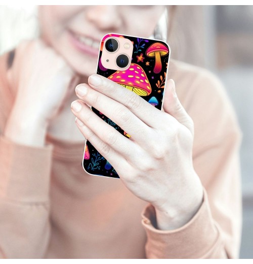 Pretty Magic Mushroom Case Colorful Trippy Mushrooms Print Shockproof Protective Case Soft TPU Hard Back Anti-Scratch Cover