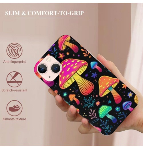 Pretty Magic Mushroom Case Colorful Trippy Mushrooms Print Shockproof Protective Case Soft TPU Hard Back Anti-Scratch Cover