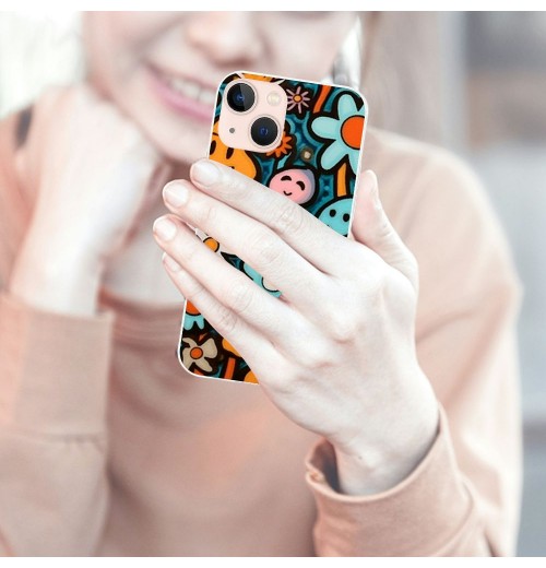 Hippie Flower Case Indie Aesthetic Cute Mushroom Graphic Print Shockproof Protective Case Soft TPU Hard Back Anti-Scratch Cover