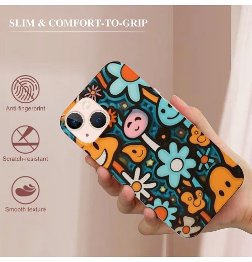 Hippie Flower Case Indie Aesthetic Cute Mushroom Graphic Print Shockproof Protective Case Soft TPU Hard Back Anti-Scratch Cover