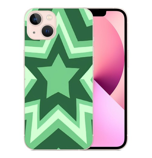 Cute Case Green Stars Coffee Latte Print Shockproof Protective Case Soft TPU Hard Back Anti-Scratch Cover for iPhone 13 Pro