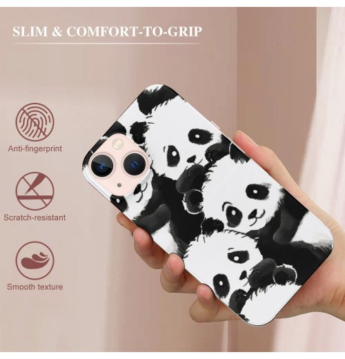 Compatible for iPhone 13 Pro Case, Cute Kawaii Panda Funny Animal iPhone Case Drop Protection Slim Shockproof TPU Clear Case Gift for Men Women