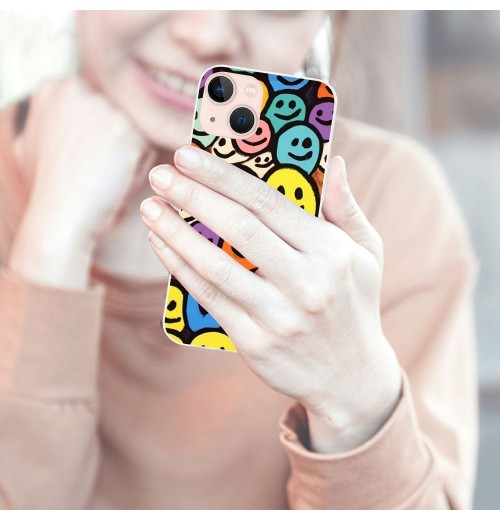 Cute Face Case Girls Women Cute Face Print Case Hippie Indie Design Shockproof Protective Cases Soft TPU Hard Back Anti-Scratch Cover