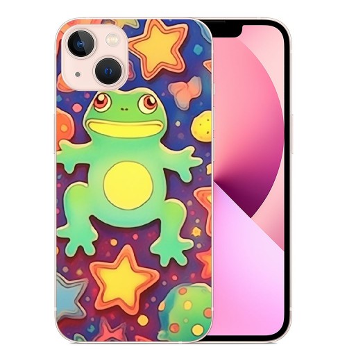 Cute Case Girls Women Cartoon Frog Print Case Kawaii Design Shockproof Protective Cases Soft TPU Hard Back Anti-Scratch Cover for iPhone 13/14 Pro