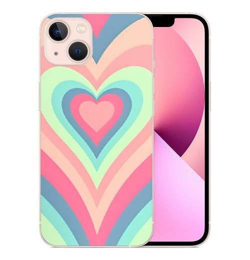 Love Heart Printed Case Girls Women Aesthetic Cute Shockproof Protective Case Soft TPU Hard Back Anti-Scratch Cover