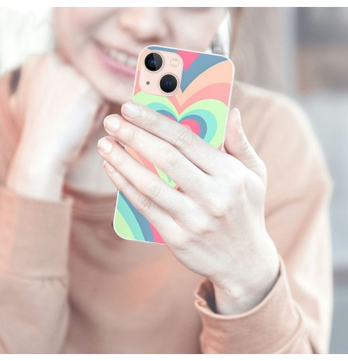 Love Heart Printed Case Girls Women Aesthetic Cute Shockproof Protective Case Soft TPU Hard Back Anti-Scratch Cover