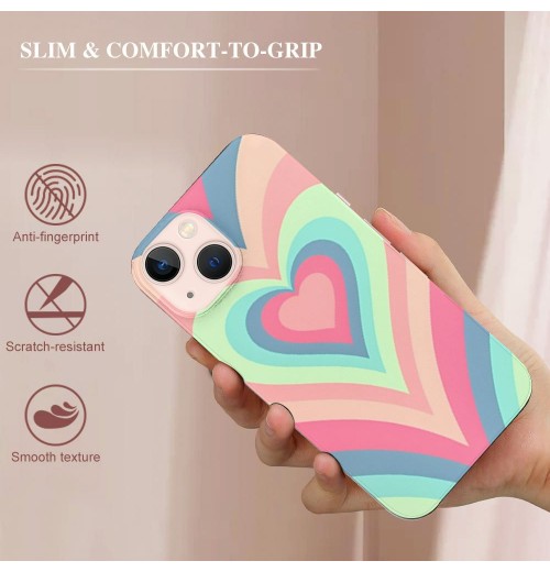 Love Heart Printed Case Girls Women Aesthetic Cute Shockproof Protective Case Soft TPU Hard Back Anti-Scratch Cover