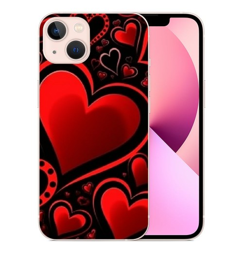 Love Heart Case Girls Women Cute Red Heart Print Shockproof Protective Case Soft TPU Hard Back Anti-Scratch Cover