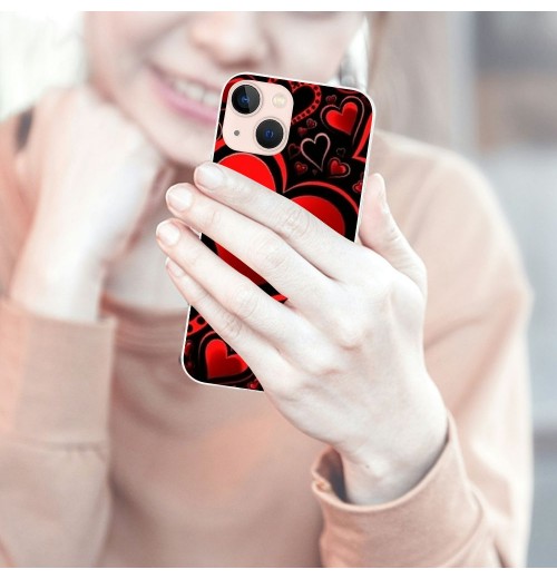 Love Heart Case Girls Women Cute Red Heart Print Shockproof Protective Case Soft TPU Hard Back Anti-Scratch Cover