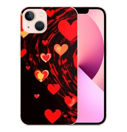 Love Heart Case Girls Women Cute Red Heart Print Shockproof Protective Case Soft TPU Hard Back Anti-Scratch Cover