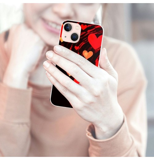 Love Heart Case Girls Women Cute Red Heart Print Shockproof Protective Case Soft TPU Hard Back Anti-Scratch Cover