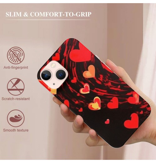 Love Heart Case Girls Women Cute Red Heart Print Shockproof Protective Case Soft TPU Hard Back Anti-Scratch Cover