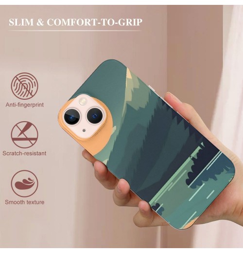 Color Block Sunset Case Aesthetic River Mountain Landscape Sunset Printed Shockproof Protective Case Soft TPU Hard Back Anti-Scratch Cover