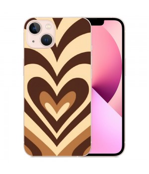 Brown Heart Case Cute Love Heart Coffee Latte Print Phone Case Shockproof Protective Case Soft TPU Hard Back Anti-Scratch Cover