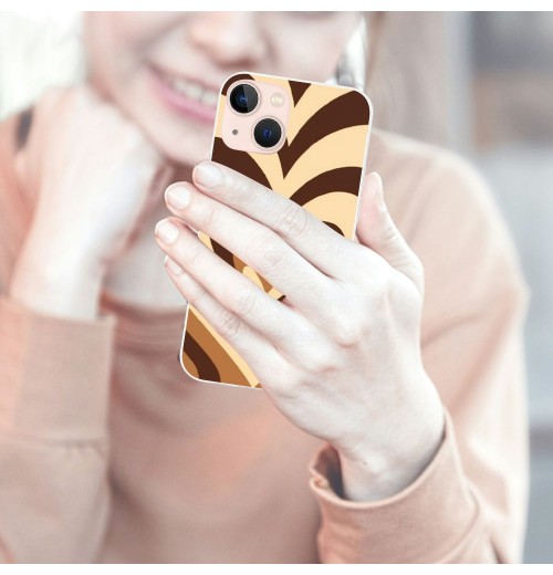 Brown Heart Case Cute Love Heart Coffee Latte Print Phone Case Shockproof Protective Case Soft TPU Hard Back Anti-Scratch Cover