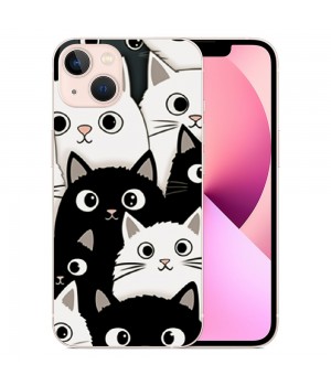 Cute Clear Phone Case for iPhone 13 Soft Shoockproof Phone Case Funny Cats Girly Case