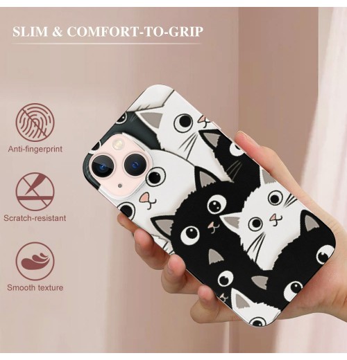 Cute Clear Phone Case for iPhone 13 Soft Shoockproof Phone Case Funny Cats Girly Case