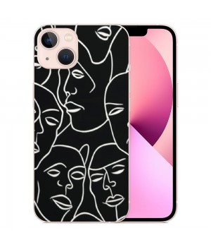 Abstract Art Case Line Face Print Shockproof Protective Cases Soft TPU Hard Back Anti-Scratch Cover