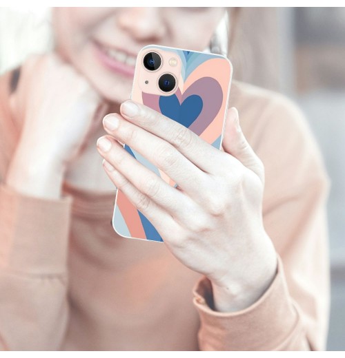 Love Heart Printed Case Girls Women Aesthetic Cute Shockproof Protective Case Soft TPU Hard Back Anti-Scratch Cover