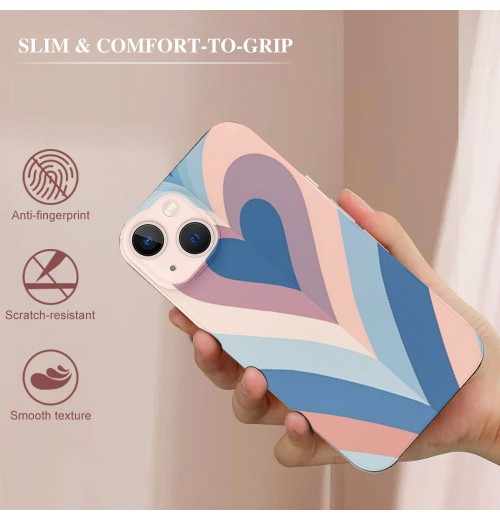 Love Heart Printed Case Girls Women Aesthetic Cute Shockproof Protective Case Soft TPU Hard Back Anti-Scratch Cover