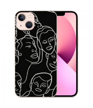 Abstract Art Case Line Face Print Shockproof Protective Cases Soft TPU Hard Back Anti-Scratch Cover