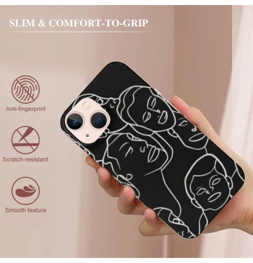 Abstract Art Case Line Face Print Shockproof Protective Cases Soft TPU Hard Back Anti-Scratch Cover