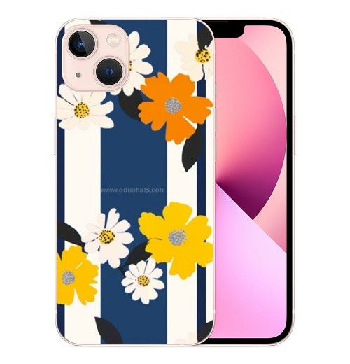 Flower Daisy Floral Printed Case Indie Aesthetic Color Block Shockproof Protective Case Soft TPU Hard Back Anti-Scratch Cover