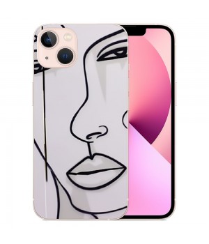 Aesthetic Abstract Face, Cute Art Line Pattern Design Clear TPU Phone Cases Soft Flexiable Slim Protective Cases, Anti-Scratch Shock Absorbing