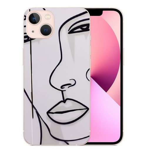 Aesthetic Abstract Face, Cute Art Line Pattern Design Clear TPU Phone Cases Soft Flexiable Slim Protective Cases, Anti-Scratch Shock Absorbing