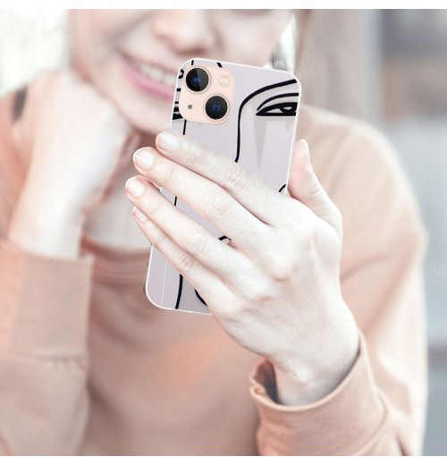 Aesthetic Abstract Face, Cute Art Line Pattern Design Clear TPU Phone Cases Soft Flexiable Slim Protective Cases, Anti-Scratch Shock Absorbing